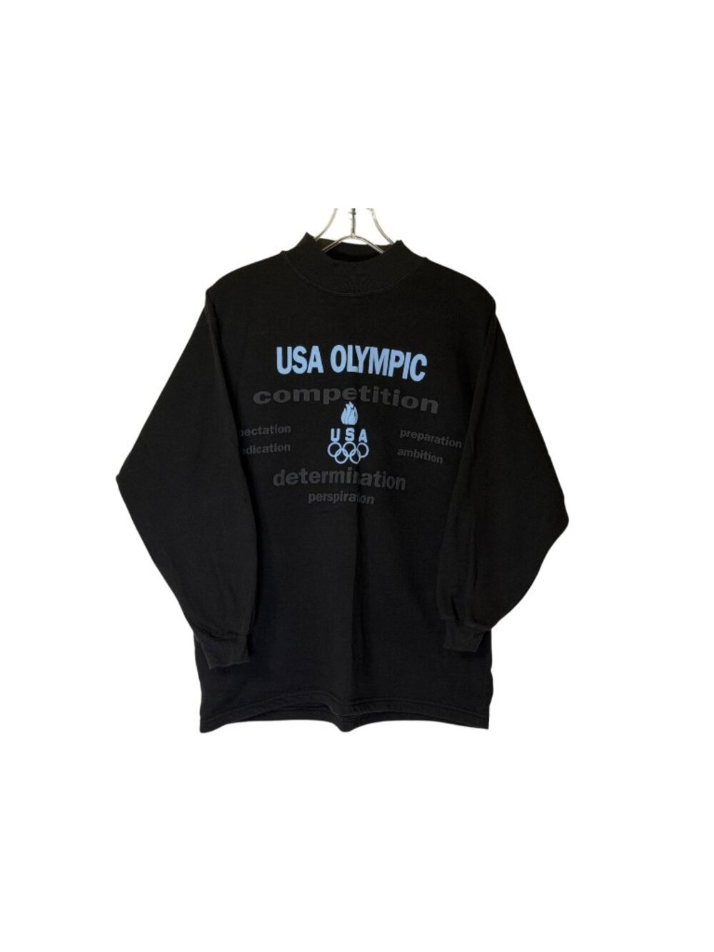 Vintage 90's JC Penney  USA Olympic Black Mock Neck Sweatshirt - Size Medium